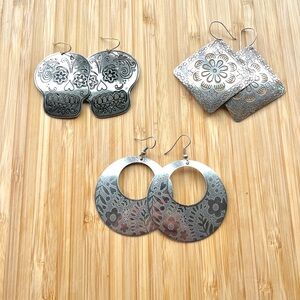Chunky Bohemian Etched Earrings Set
